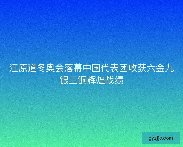 江原道冬奥会落幕中国代表团收获六金九银三铜辉煌战绩